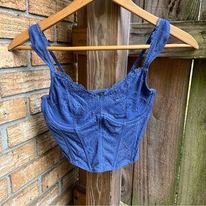 Gilly Hicks Blue Lace Crop Top